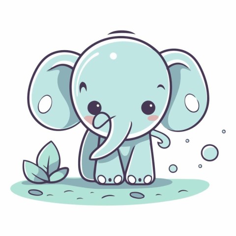 Cute cartoon elephant isolated on a white background.