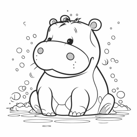 Coloring book for children: Hippopotamus.