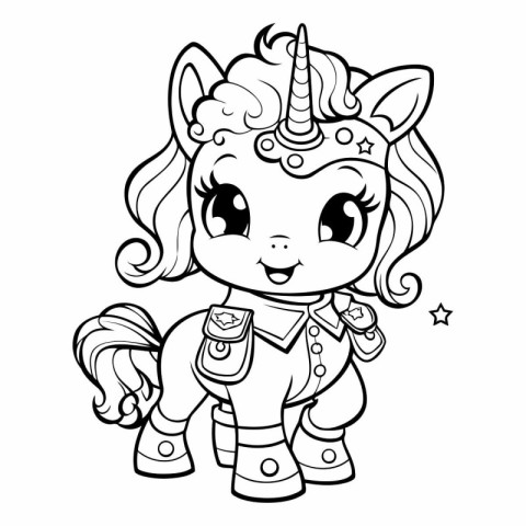 Coloring Page Outline Of Cute unicorn.