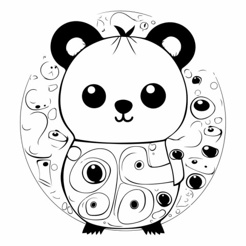 Coloring book for children: Panda. Black and white vector illust