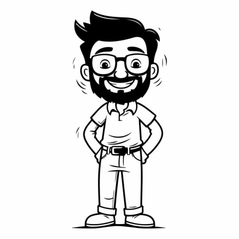 illustration of a hipster man cartoon character on white backgro