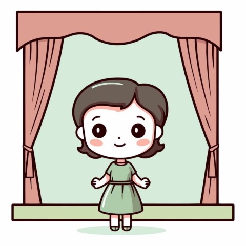 Cartoon character illustration of a girl standing in front of a