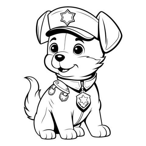 Cute cartoon puppy in a cap of the police.