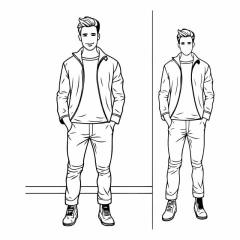 Fashion man in sketch style of a fashionable young man.