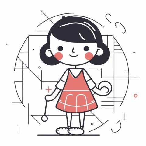 Vector illustration of a girl in a dress on a white background.