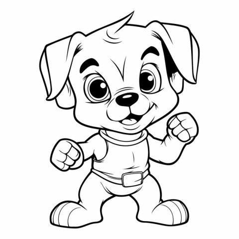 Cute dog cartoon vector illustration. Coloring book for kids.