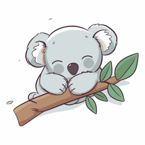 Cute koala sitting on a tree branch.