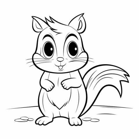 Cute squirrel - black and white vector illustration for coloring