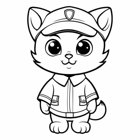 Black and White Cartoon Illustration of Cute Cat Animal Characte