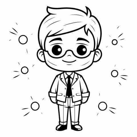 Boy Wearing Eyeglasses Cartoon Mascot Character Illustration