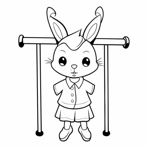 Rabbit girl with crutches - Coloring book for children