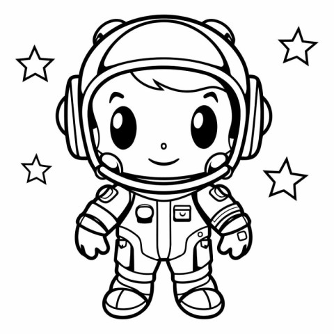 Coloring book for children: Astronaut in spacesuit with stars