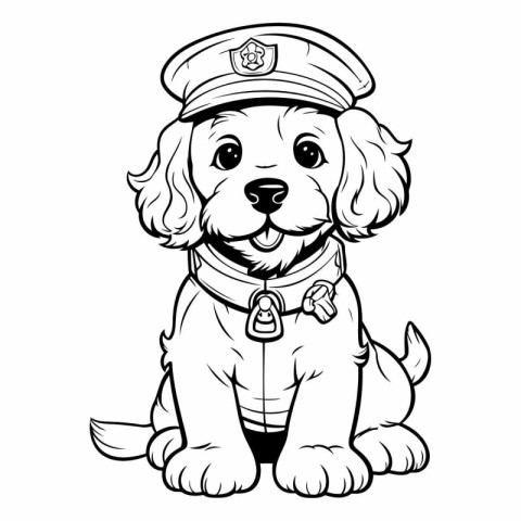 Cocker Spaniel Dog - Black and White Cartoon Illustration. Vecto