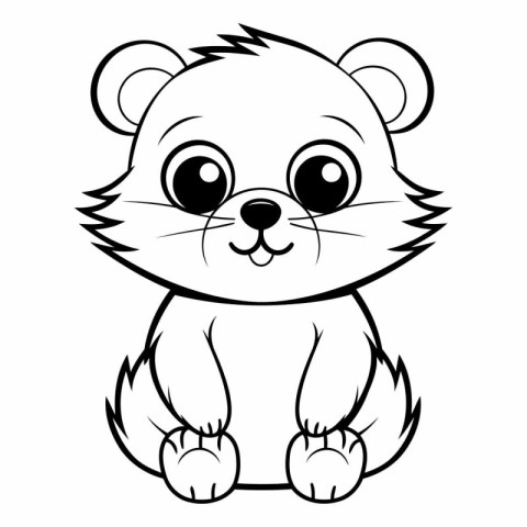 Cute cartoon hamster. Black and white vector illustration for co