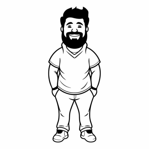 young man with beard and casual clothes cartoon character vector