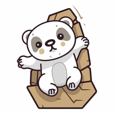 Polar bear in a cardboard box. Cute cartoon vector illustration.