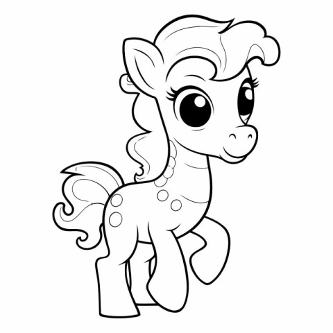 Cute cartoon horse. Coloring book for children.