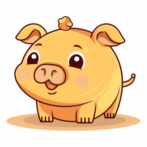 Cute cartoon pig isolated on a white background.