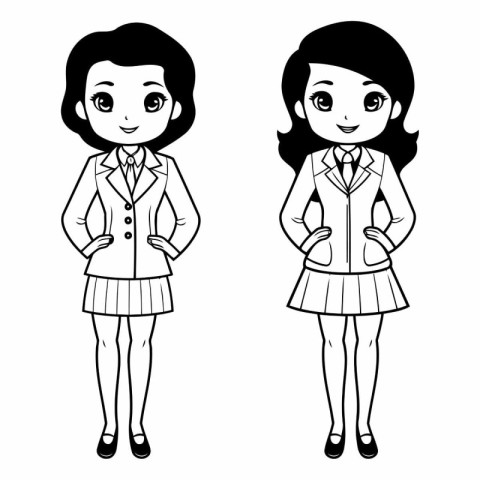 cute businesswomen avatars cartoon vector illustration graphic d