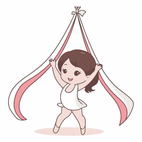 Illustration of a Cute Little Girl Doing Acrobatic Exercises