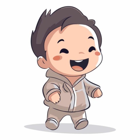 Cute little boy wearing pajamas in cartoon style.