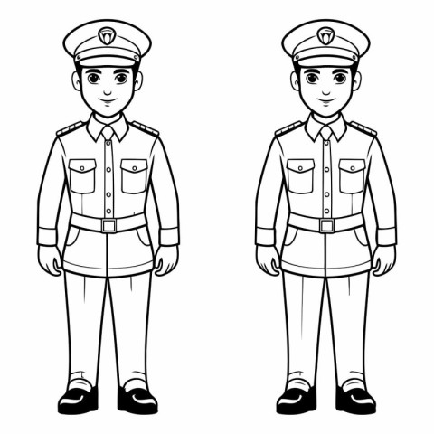 Vector illustration of a boy and a girl in the form of a police