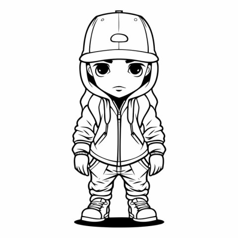 Cute little boy in a baseball cap. Cartoon vector illustration.