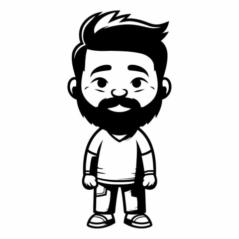 Hipster man with beard and mustache cartoon vector illustration