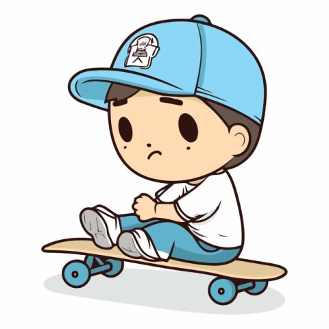 Boy riding a skateboard isolated on white background.