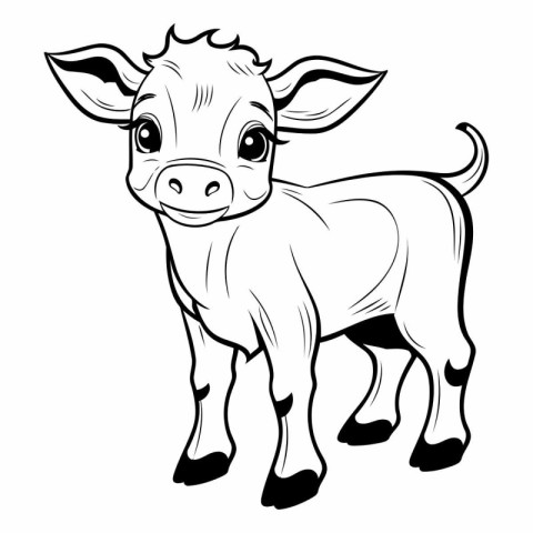 Vector image of a cute cartoon cow on a white background. Farm a