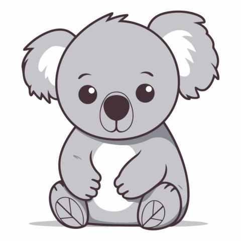 Cute koala cartoon on a white background.