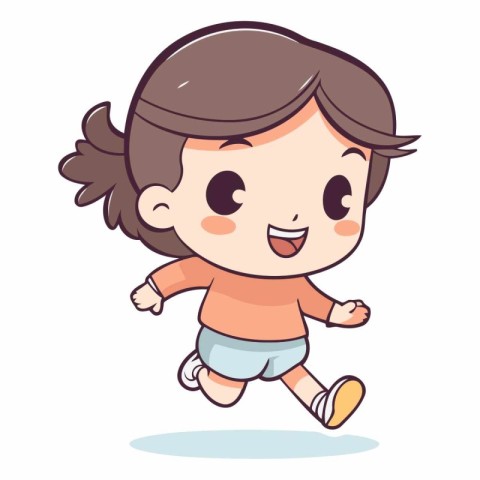 Running Girl - Cute Kid Vector Cartoon IllustrationÃ¯Â»Â¿