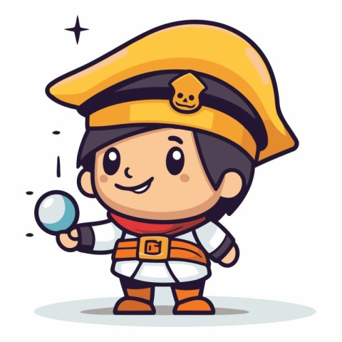 Cute Little Pirate Boy Cartoon Mascot Character Vector Illustrat