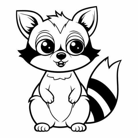 Black and White Cute Raccoon Cartoon Mascot Character