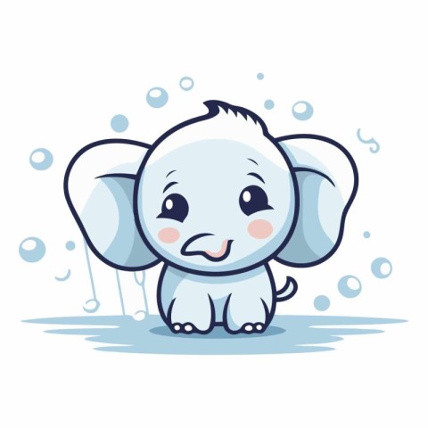 Cute elephant on white background. Cartoon style.