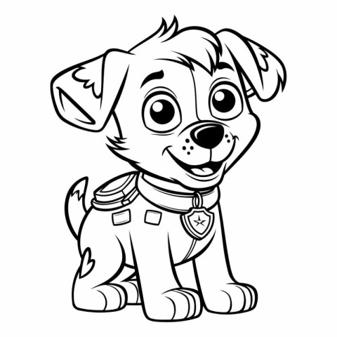 Black and White Cartoon Illustration of Cute Puppy Dog Animal Ch