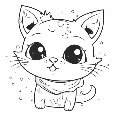 Cute cartoon cat with big eyes for coloring book.