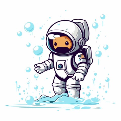 Astronaut in outer space on white background.