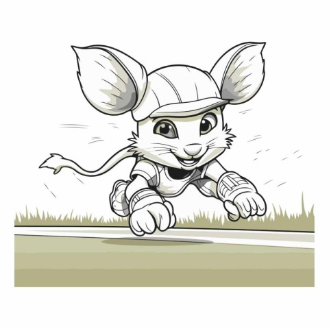 Cute cartoon bunny playing baseball. Vector clip art illustratio