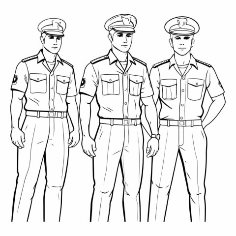 Sketch of a group of police officers.