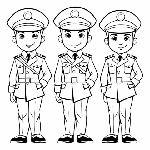 Sketch of cartoon police officers in uniform.