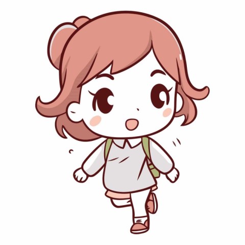 Illustration of a Cute Little Girl Wearing a Backpack