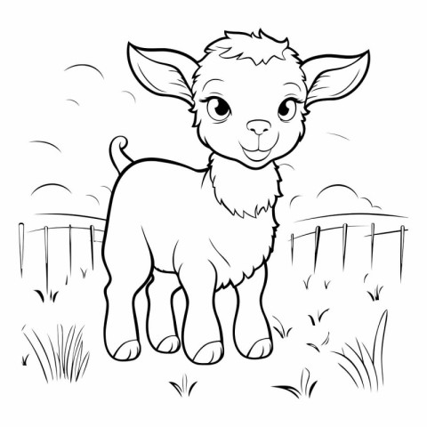 Cute cartoon alpaca for coloring book.