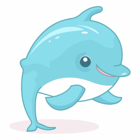 Cute cartoon dolphin isolated on a white background.