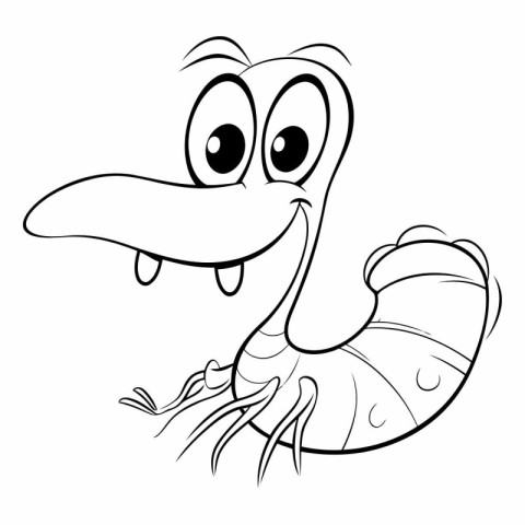 Illustration of a Cute Cartoon Duck with a Lobster on a white ba