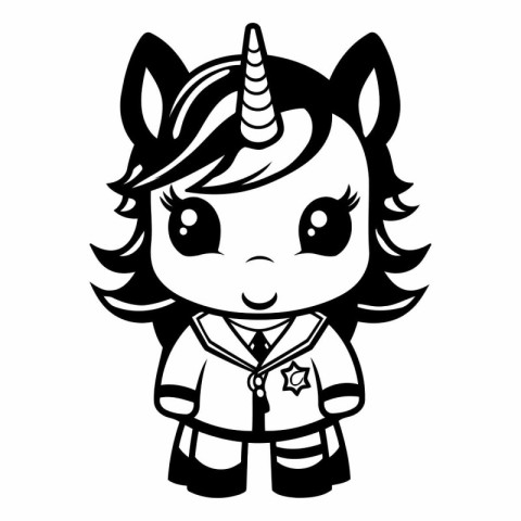 Cute cartoon unicorn isolated on a white background.