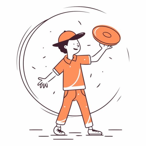 Vector illustration of a boy with a donut in his hand.