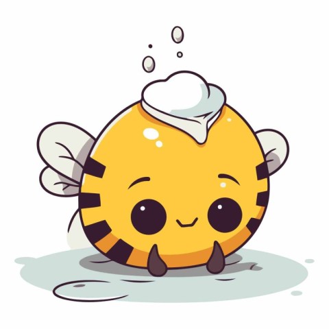 Cute vector illustration of a cute tiger in a chef hat.