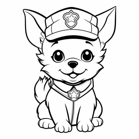 Cute Cartoon Police Dog Isolated On White Background