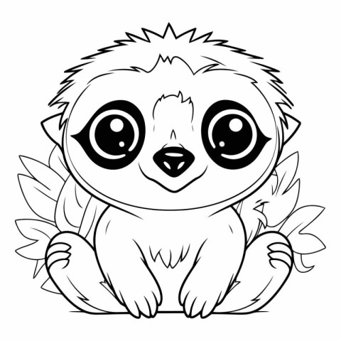 Coloring book for children: cute baby sloth.